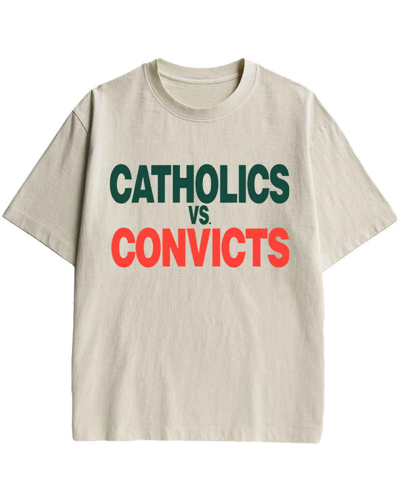 TheRetroTee Catholics vs Convicts 1980s Cotton T-Shirt