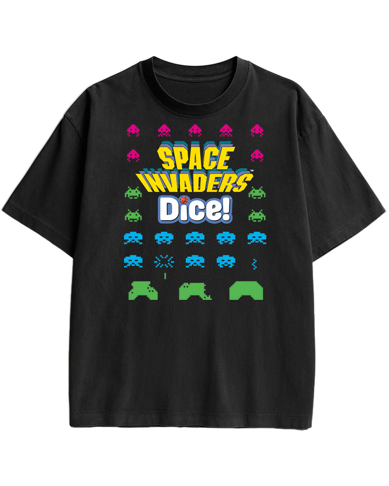 TheRetroTee Space Invaders Dice 1980s Cotton T-Shirt