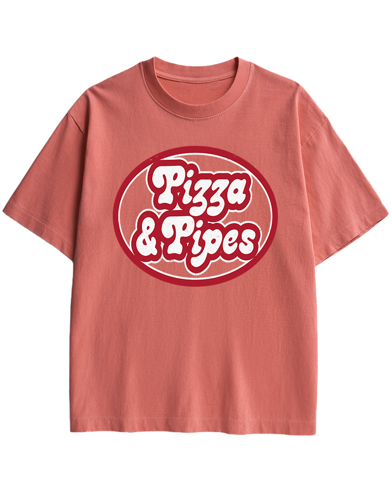 TheRetroTee Pizza & Pipes 1970s Cotton T-Shirt