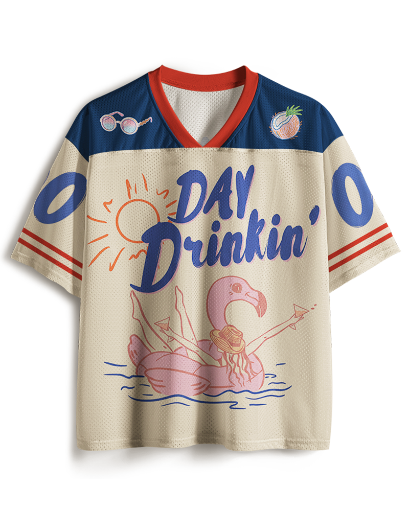 TheRetroTee Day Drinking 1980s Mesh Jersey