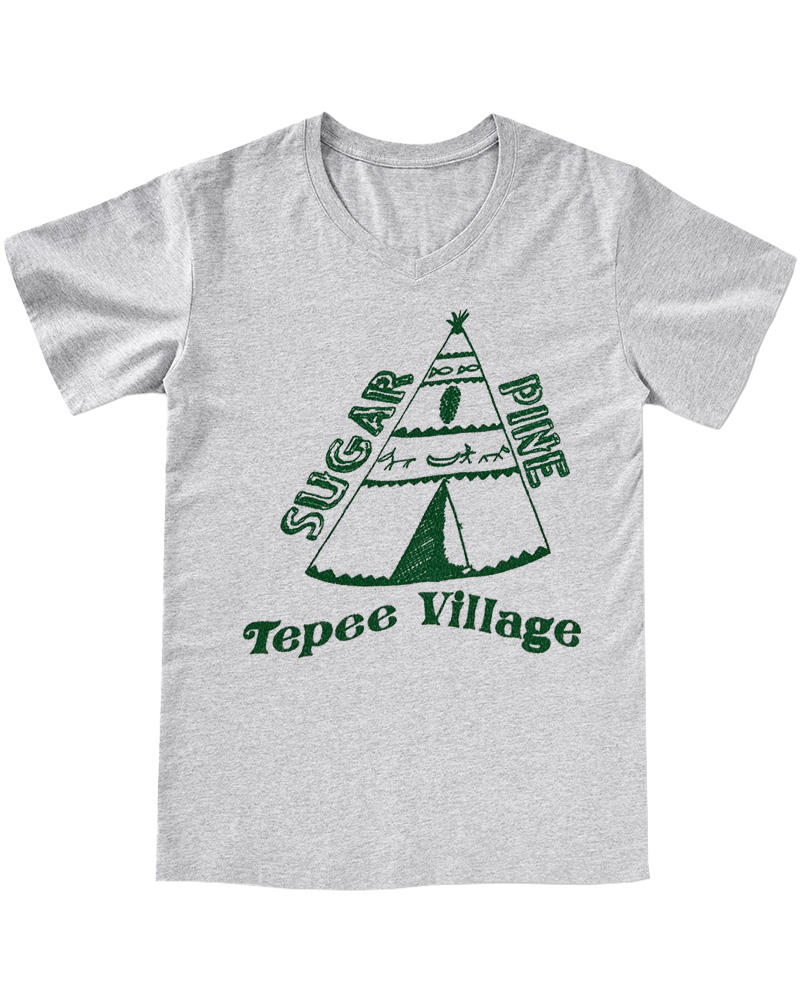 TheRetroTee 70s Sugar Pine Tepee V-neck T-Shirt