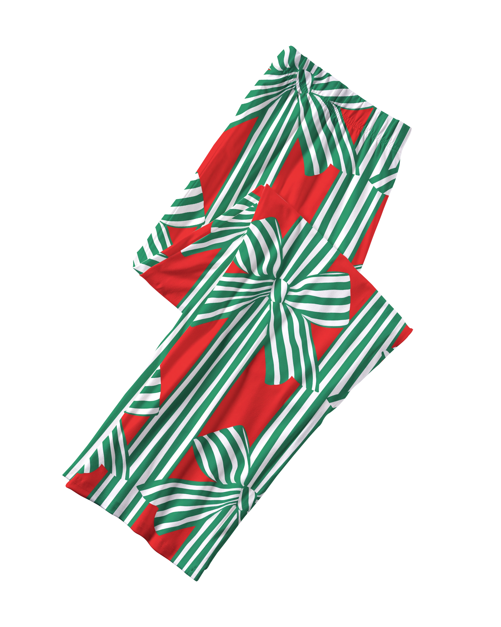TheRetroTee Xmas Bow Gift Stripe Vintage Pajama Set