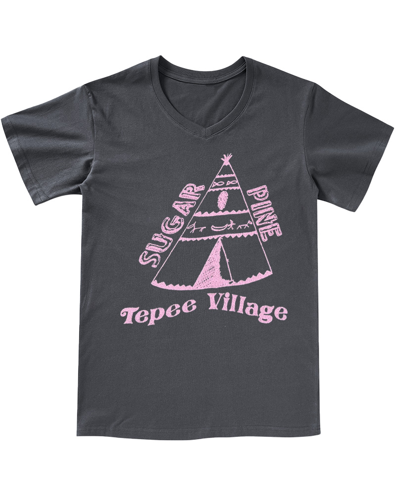 TheRetroTee 70s Sugar Pine Tepee V-neck T-Shirt