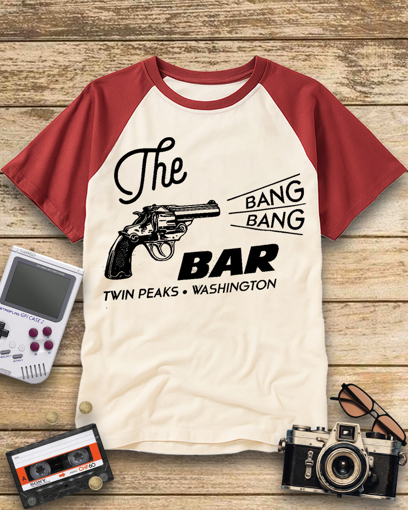 TheRetroTee Bang Bang Bar 1990s Raglan Baseball T-Shirt
