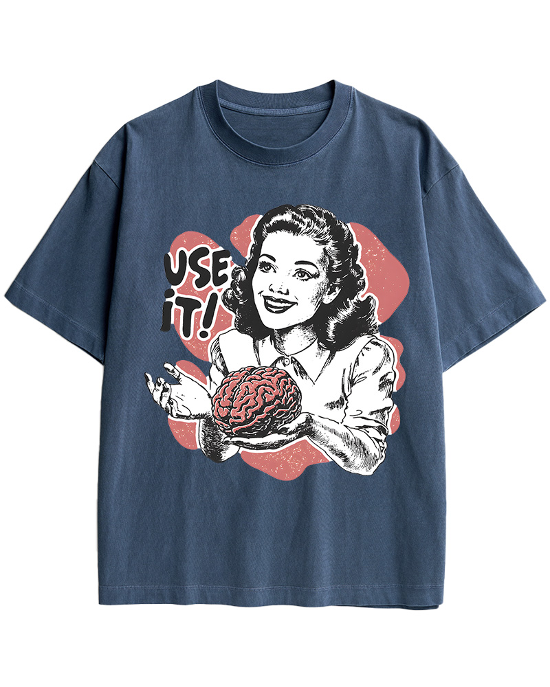 TheRetroTee Use Your Brain Sarcastic 1950s Cotton T-Shirt