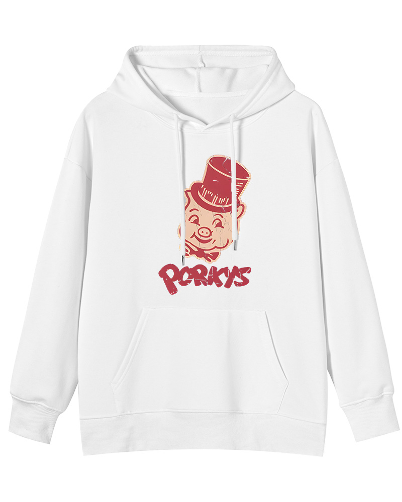 TheRetroTee Classic Whimsical Pig 1960s Cotton Hoodie