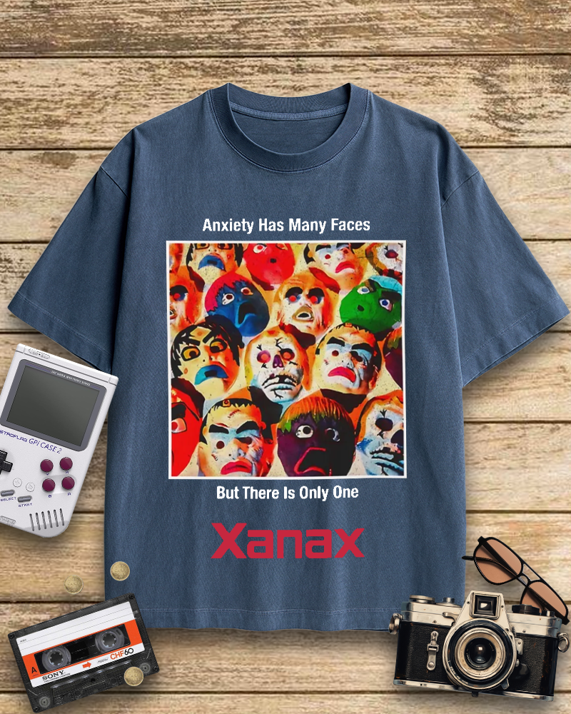 TheRetroTee Anxiety Has Many Faces Xanax 90's Vintage T-Shirt