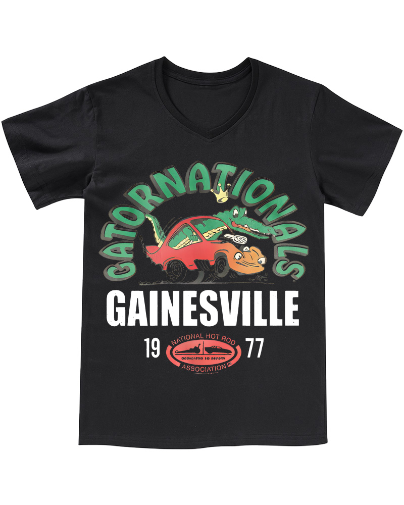 TheRetroTee NHRA Eye-Catching 1970s V-neck T-Shirt