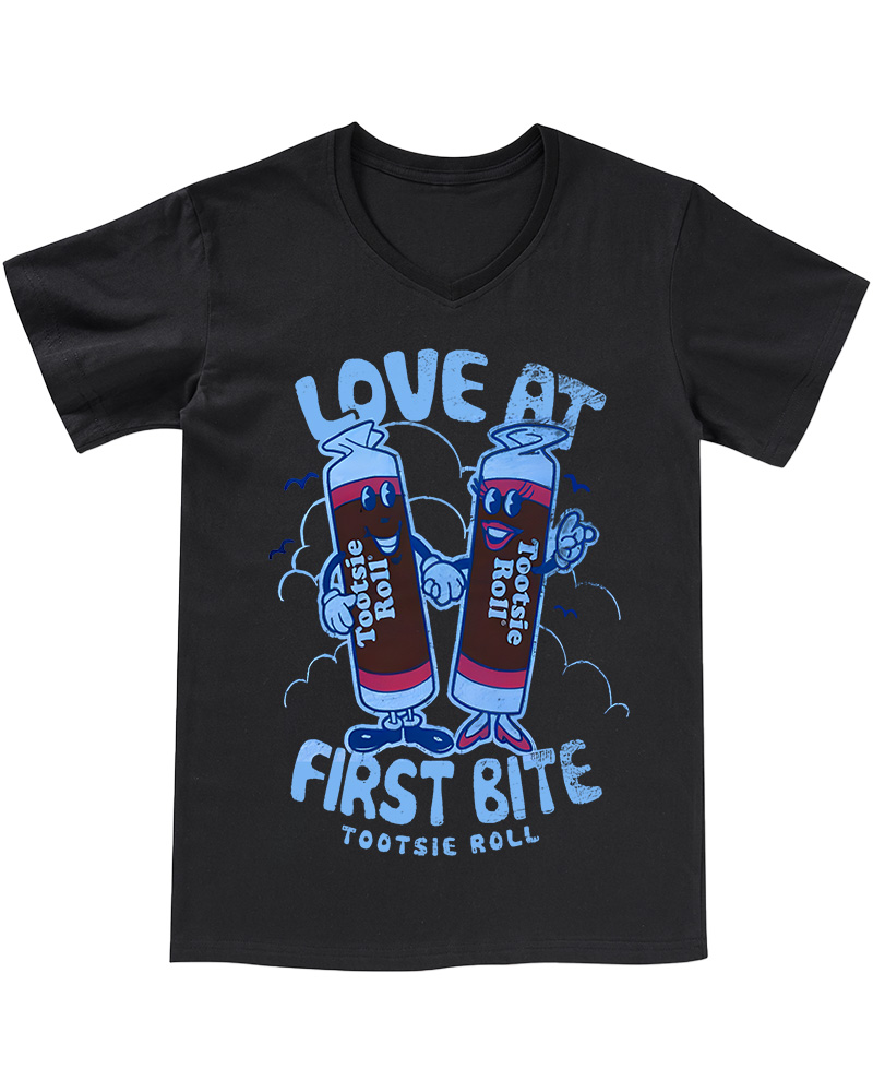 TheRetroTee Tootsie Roll - Love At First Bite Juniors 1960s V-neck T-Shirt