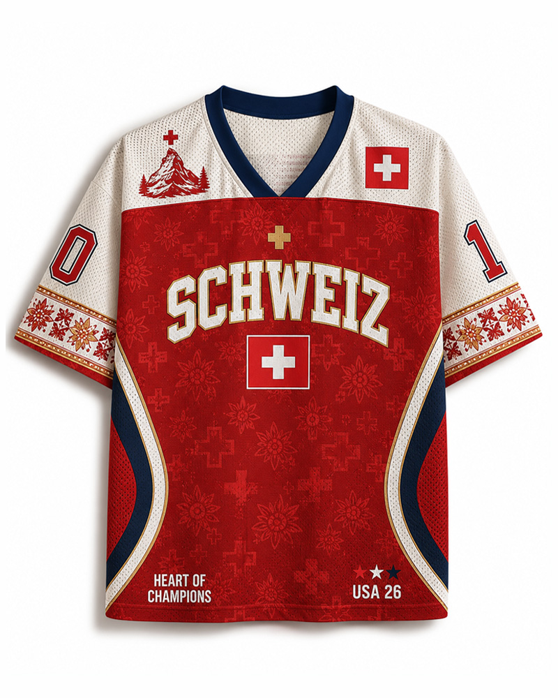 TheRetroTee Custom Switzerland Soccer Mesh Jersey