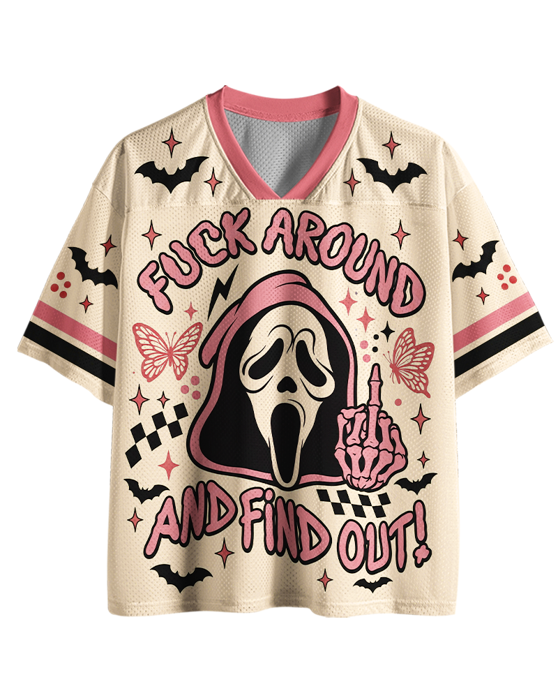 TheRetroTee Midnight Caller 1990s Halloween Mesh Jersey