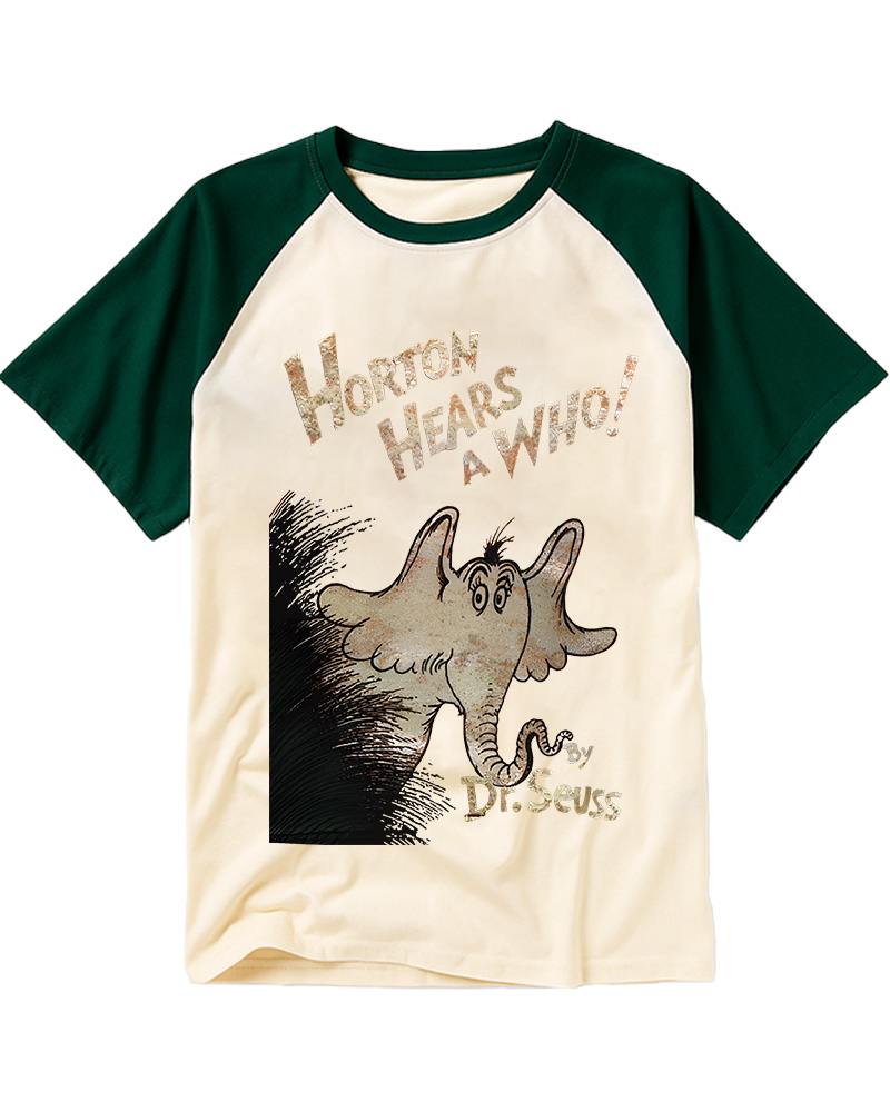 TheRetroTee Horton’s Whimsical Adventure 1950s Raglan Baseball T-Shirt