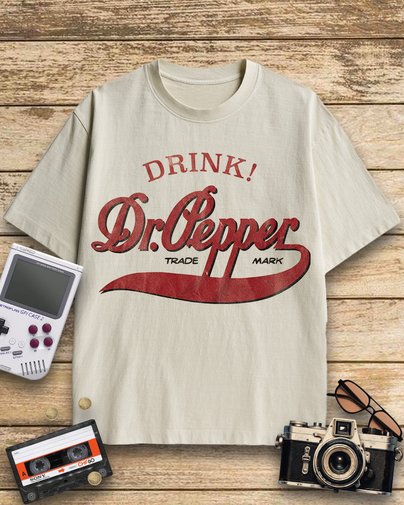 TheRetroTee Drink Dr. Pepper 1970s Cotton T-Shirt