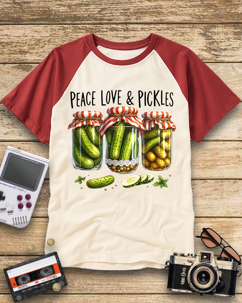 TheRetroTee Dill Pickle 1970s Raglan Baseball T-Shirt