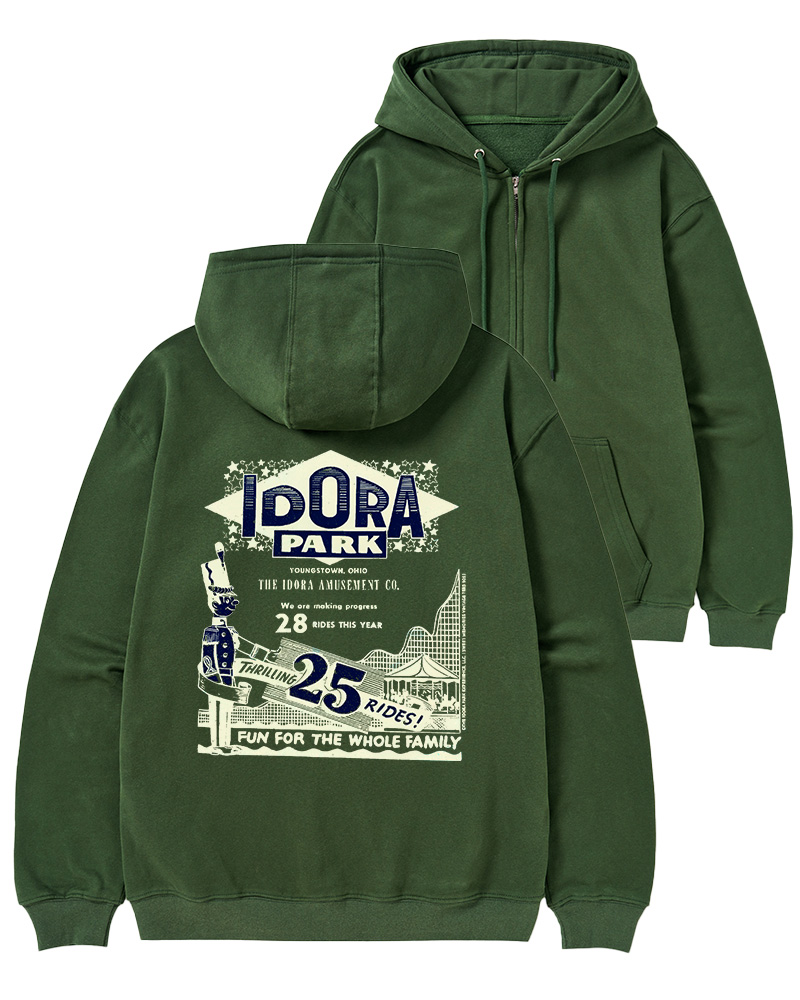 TheRetroTee Amusement Park Culture 1960s Zip-Up Hoodie