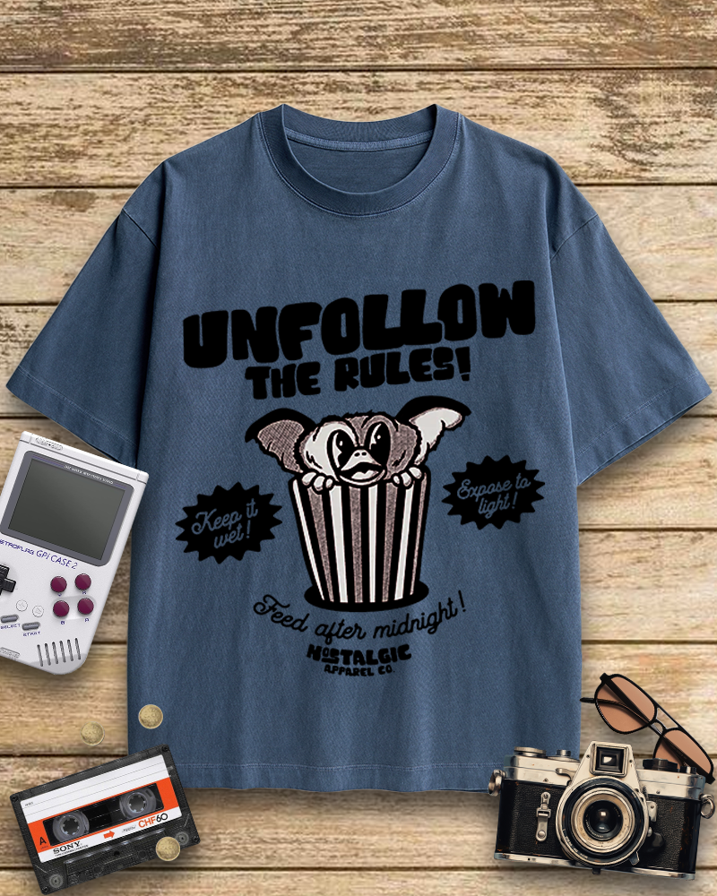 TheRetroTee Unfollow the Rules 1980s Cotton T-Shirt