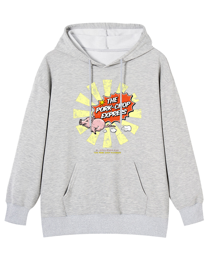 TheRetroTee Pork Chop Express 1980s Cotton Hoodie