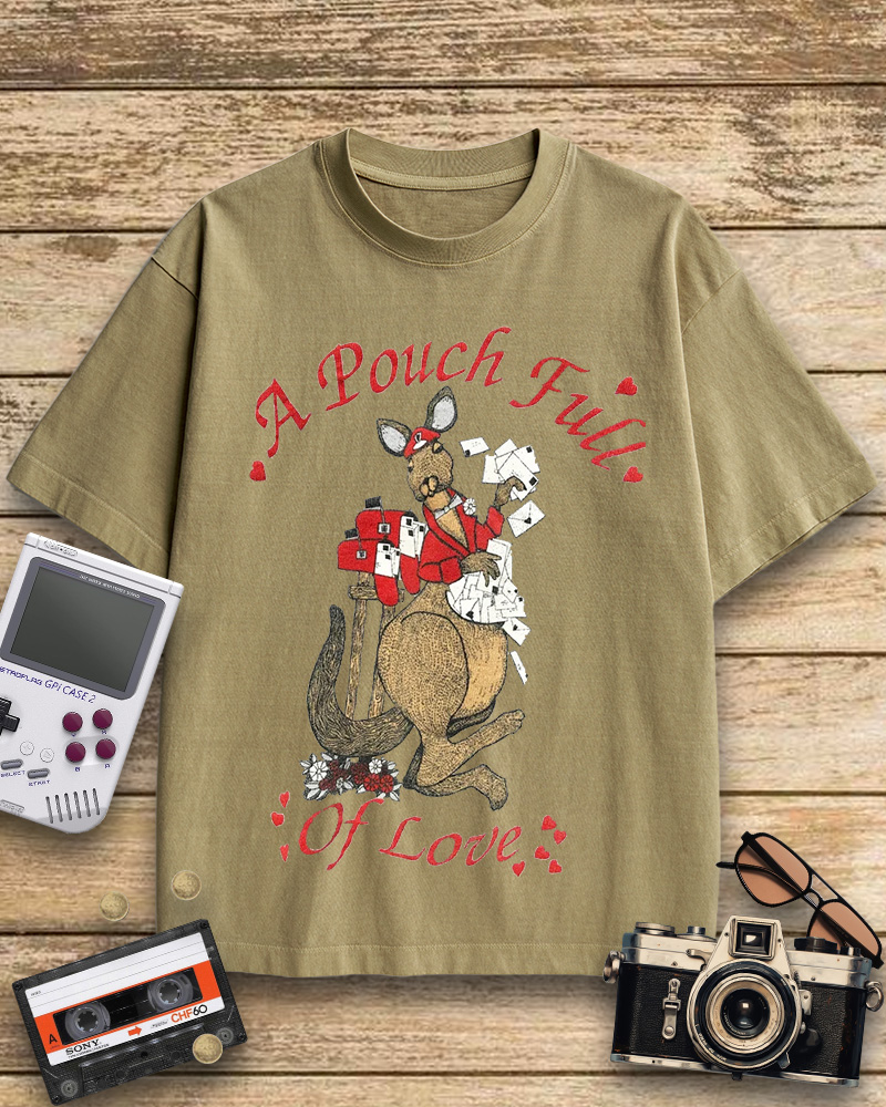 TheRetroTee 1980s Kangaroo Love Letters Cotton T-Shirt