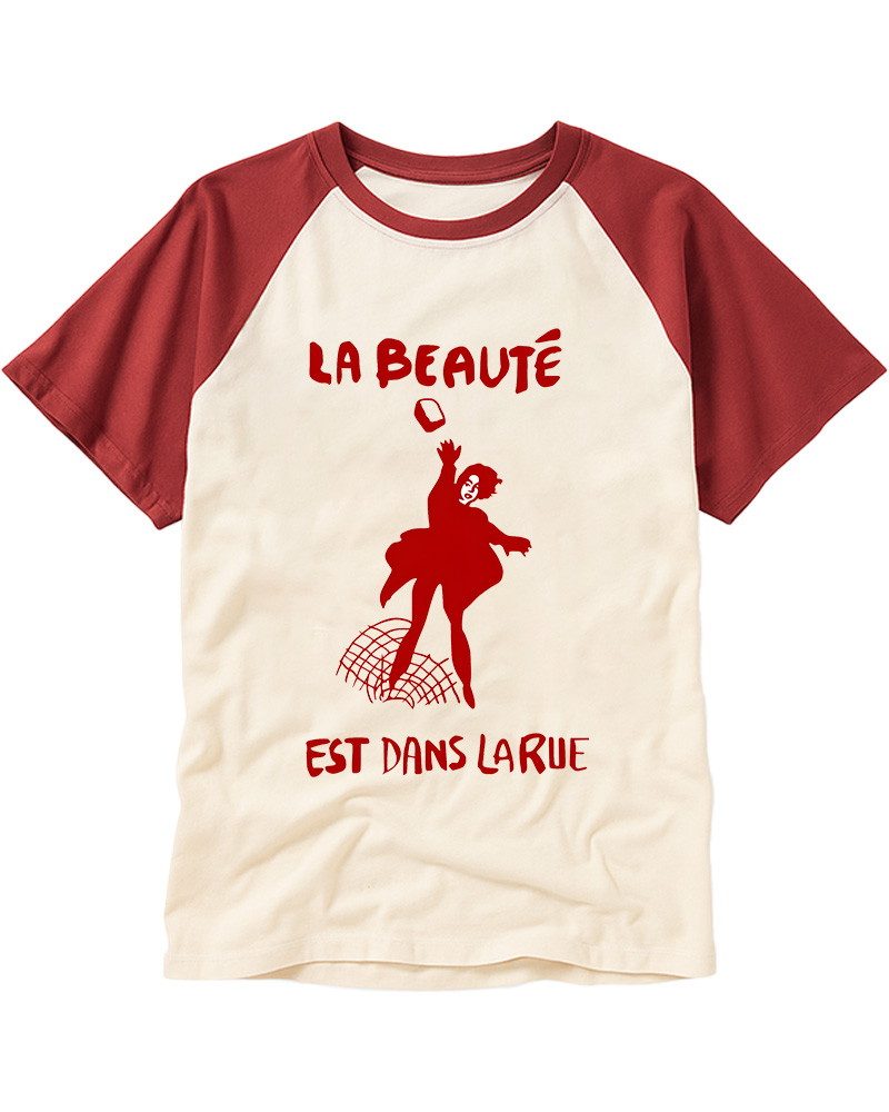 TheRetroTee La Beauté Est Dans La Rue 1960s Raglan Baseball T-Shirt