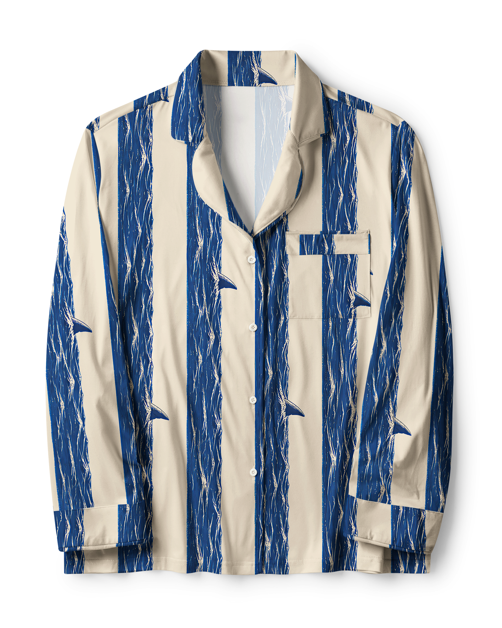 TheRetroTee Shark Wave Stripe Vintage Pajama Set