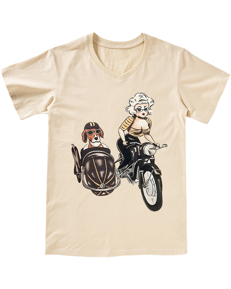 TheRetroTee On The Road Fitted 1950s V-neck T-Shirt