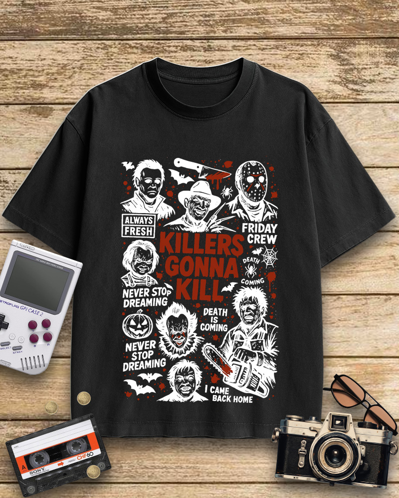TheRetroTee Killers Gonna Kill 1980s Halloween Cotton T-Shirt