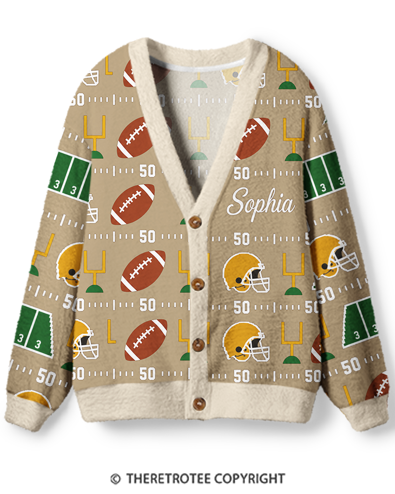TheRetroTee Vintage Custom Football Heritage Unisex Cardigan Sweater