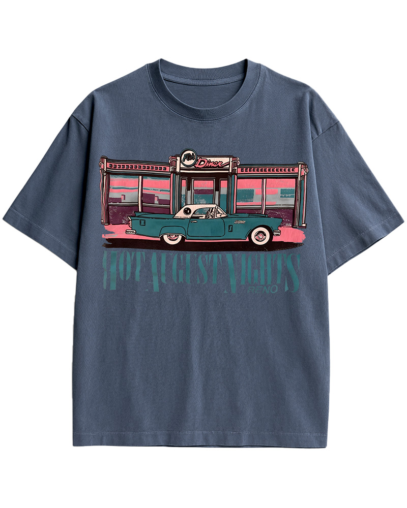 TheRetroTee Hot August Nights Reno Diner Vintage Cotton T-Shirt
