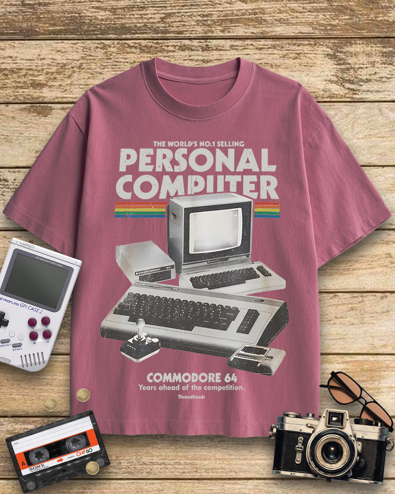 TheRetroTee Commodore 64 1980s Cotton T-Shirt
