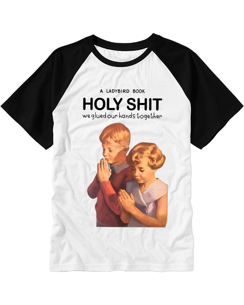 TheRetroTee A Ladybird Book Holy Shit 1950s Raglan Baseball T-Shirt