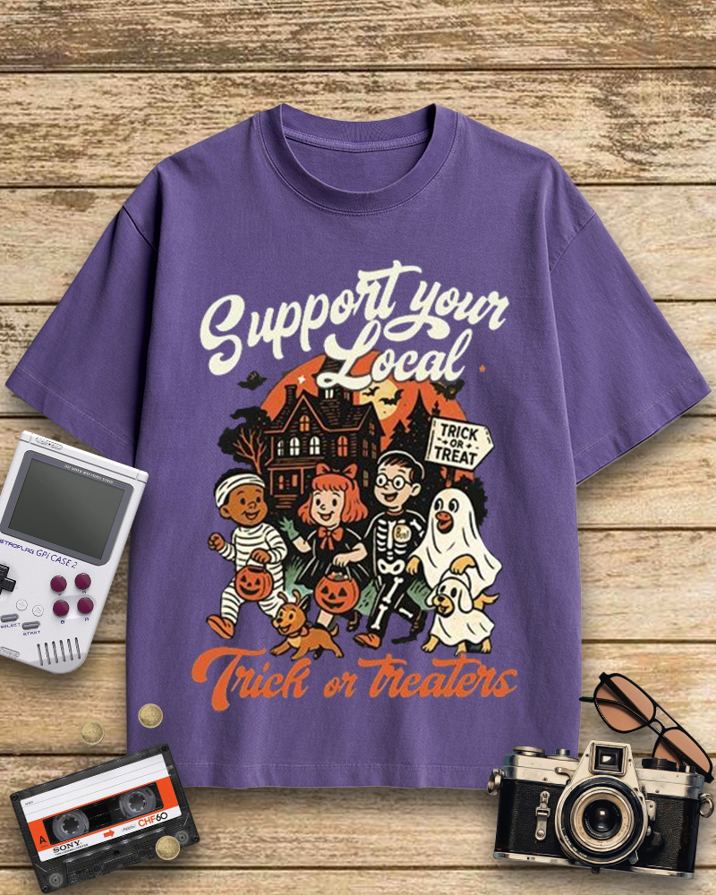 TheRetroTee Support Your Local Trick or Treaters 1960s Cotton T-Shirt