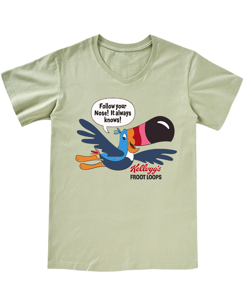 TheRetroTee Froot Loops Toucan Sam 1960s V-neck T-Shirt