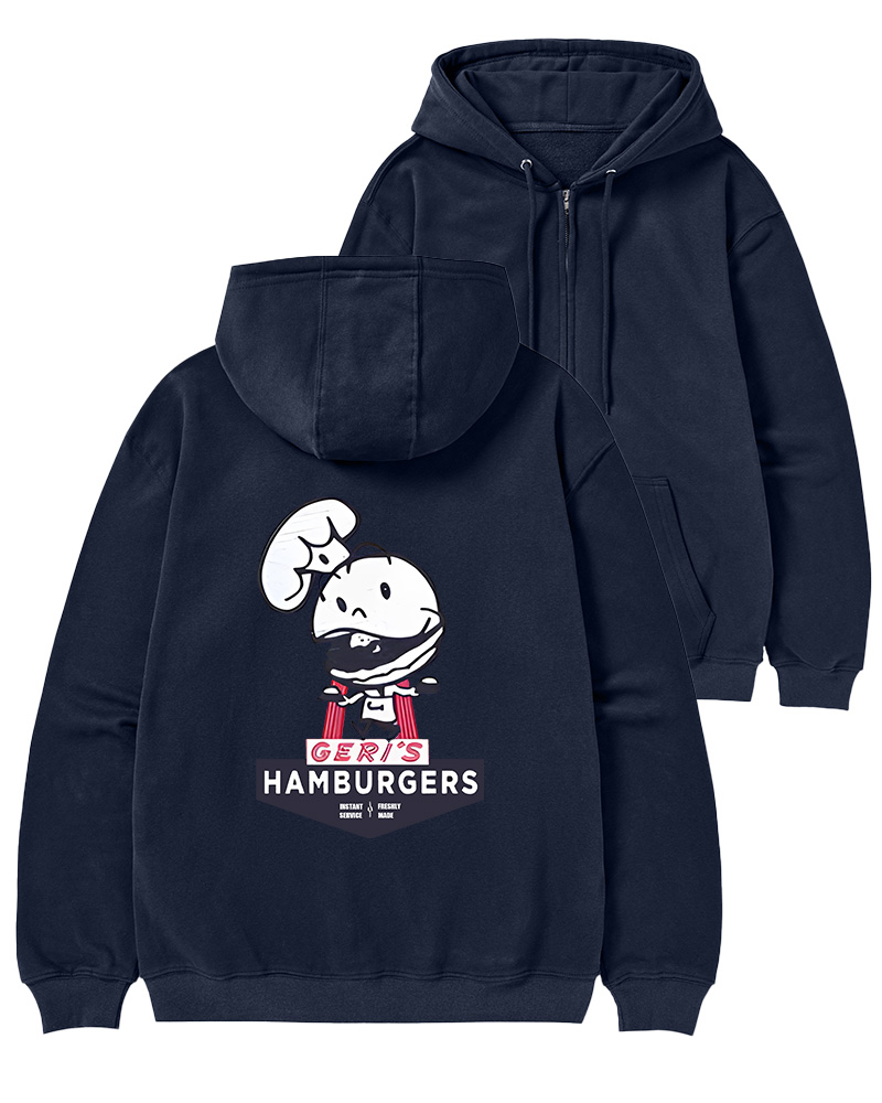 TheRetroTee Geri's Hamburgers Rockford Unisex 1970s Zip-Up Hoodie