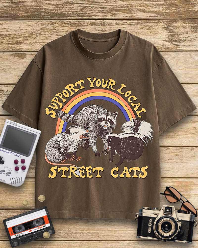 TheRetroTee Street Cats 1970s Cotton T-Shirt
