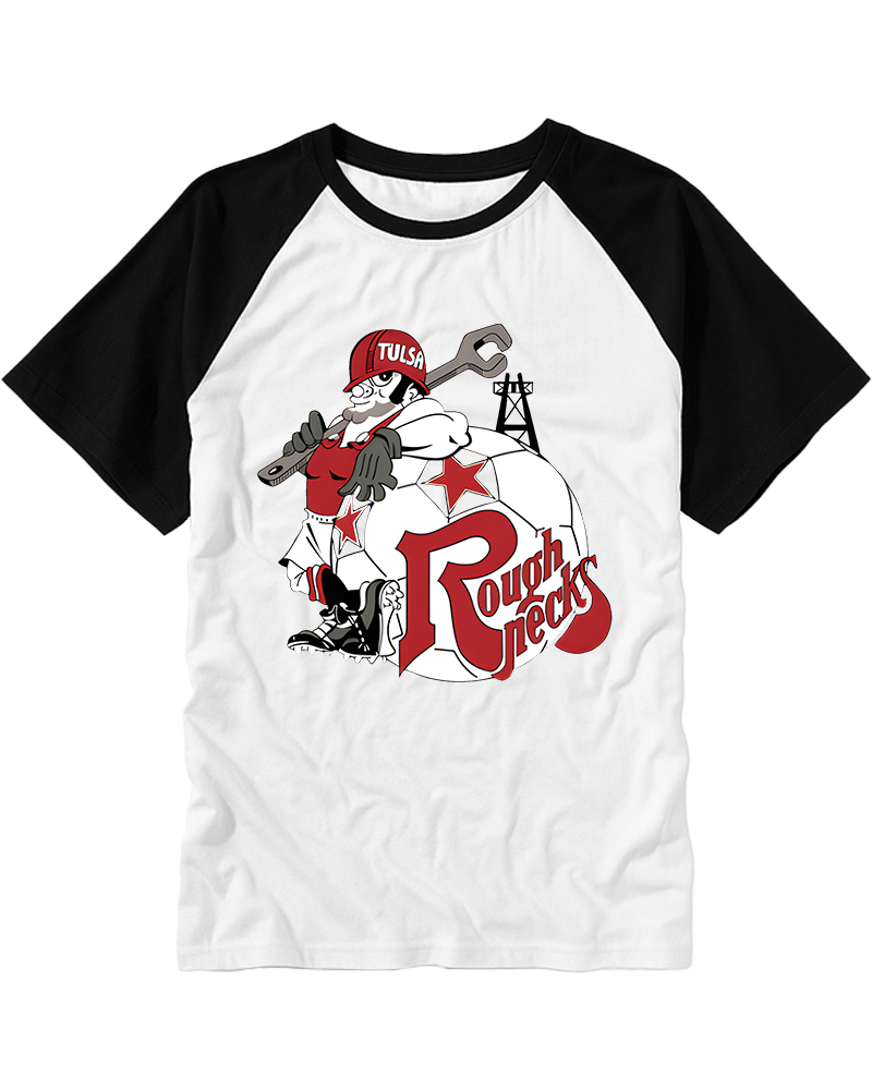 TheRetroTee 1978 Tulsa Roughnecks Raglan Baseball T-Shirt