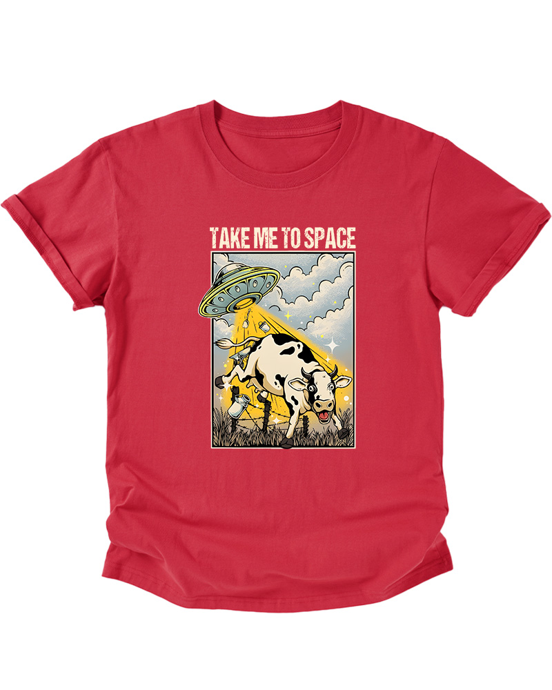 TheRetroTee Take Me To Space Cow Abduction 1950s Kids T-Shirt
