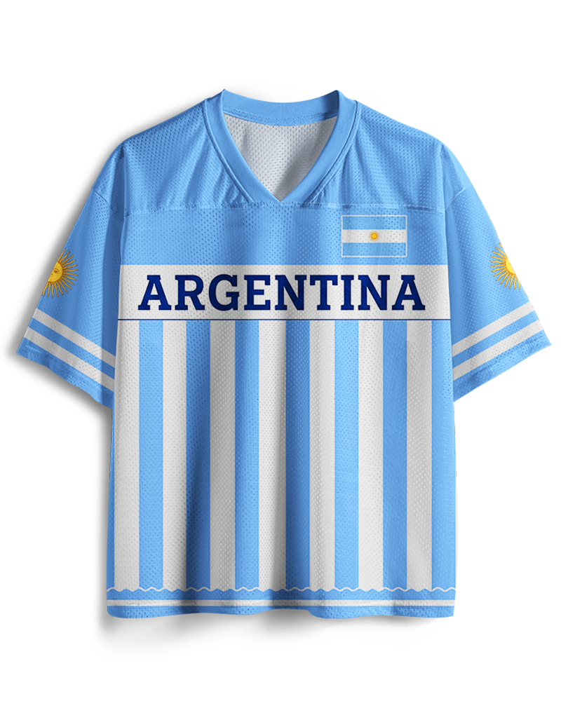 TheRetroTee Vintage Argentina Sky Blue Football Mesh Jersey