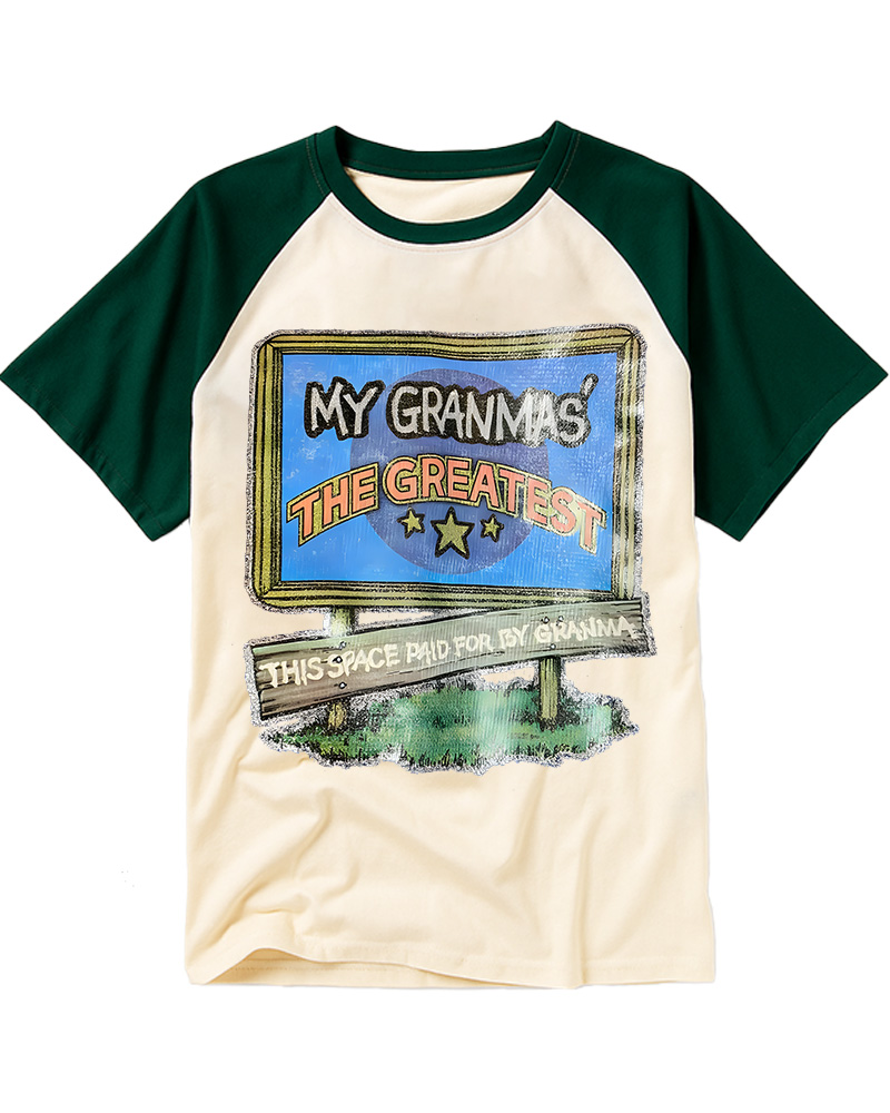 TheRetroTee 70s-80s Funny Greatest Grandma Raglan Baseball T-Shirt