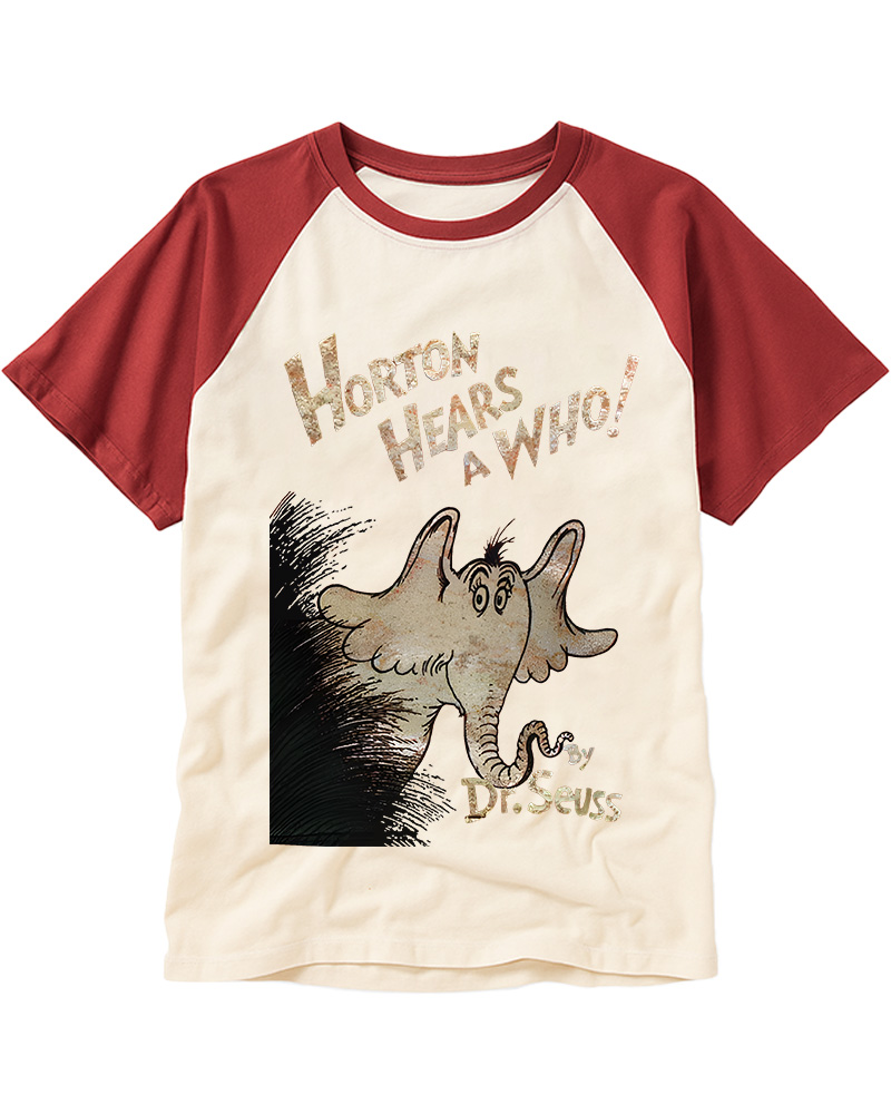 TheRetroTee Horton’s Whimsical Adventure 1950s Raglan Baseball T-Shirt
