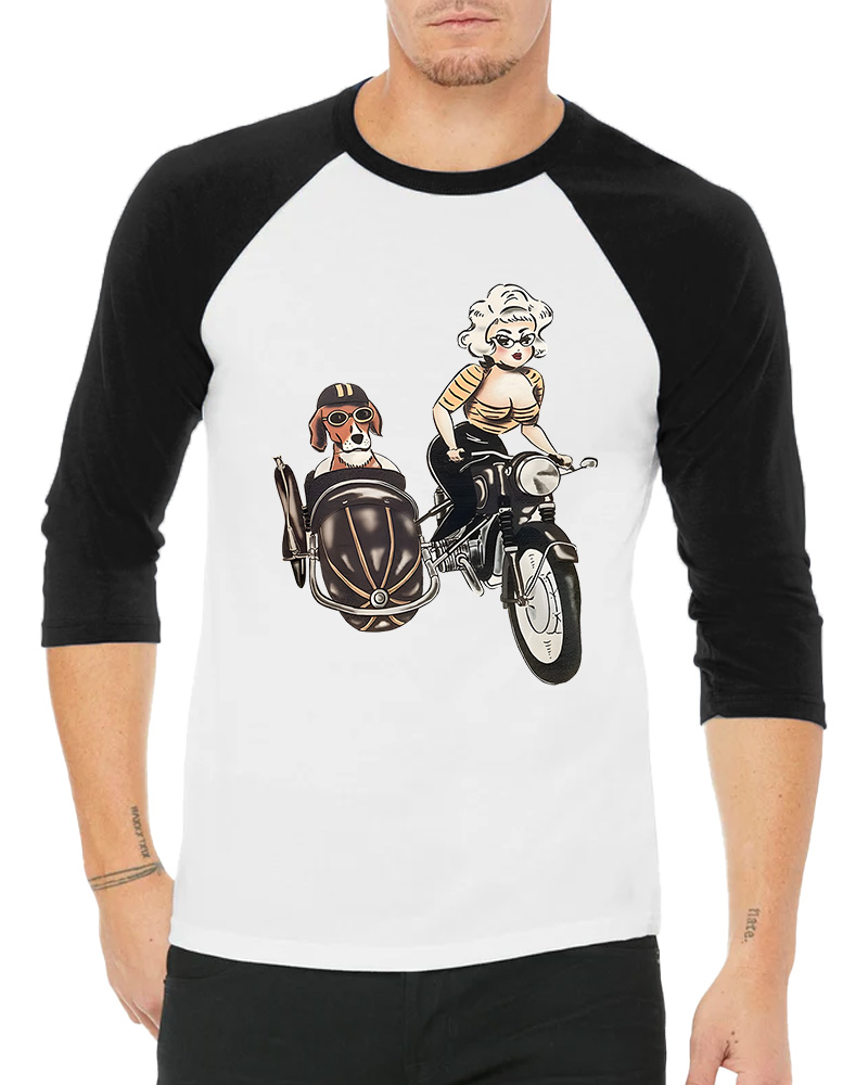 TheRetroTee On The Road Fitted 1950s Long Sleeve Raglan T-Shirt