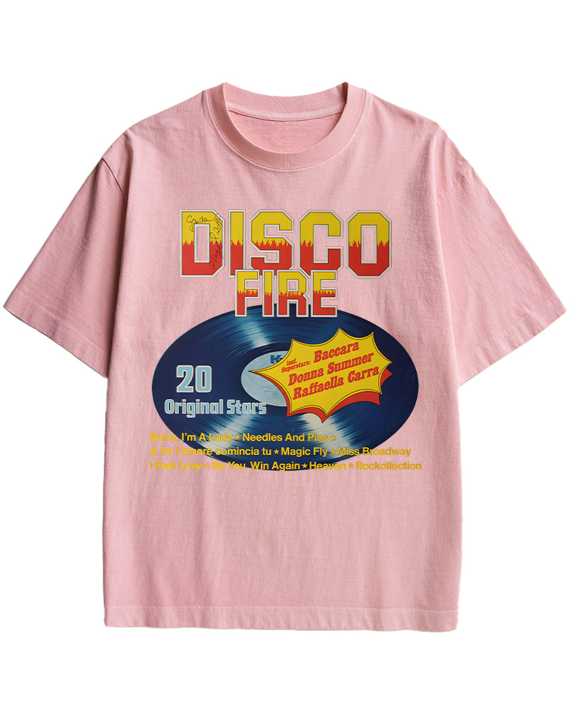 TheRetroTee Disco Fire 1970s Music Cotton T-Shirt