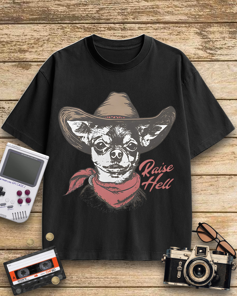 TheRetroTee Cowboy Dog Cotton T-Shirt