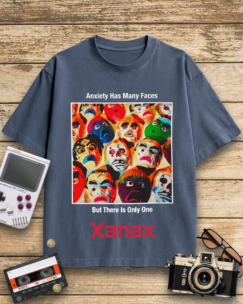 TheRetroTee Anxiety Has Many Faces Xanax 90's Vintage T-Shirt