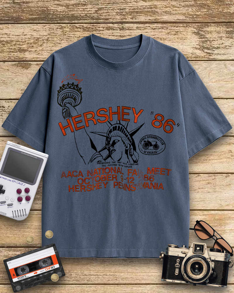 TheRetroTee 1986 Antique Auto Club Meet Hershey Cotton T-Shirt