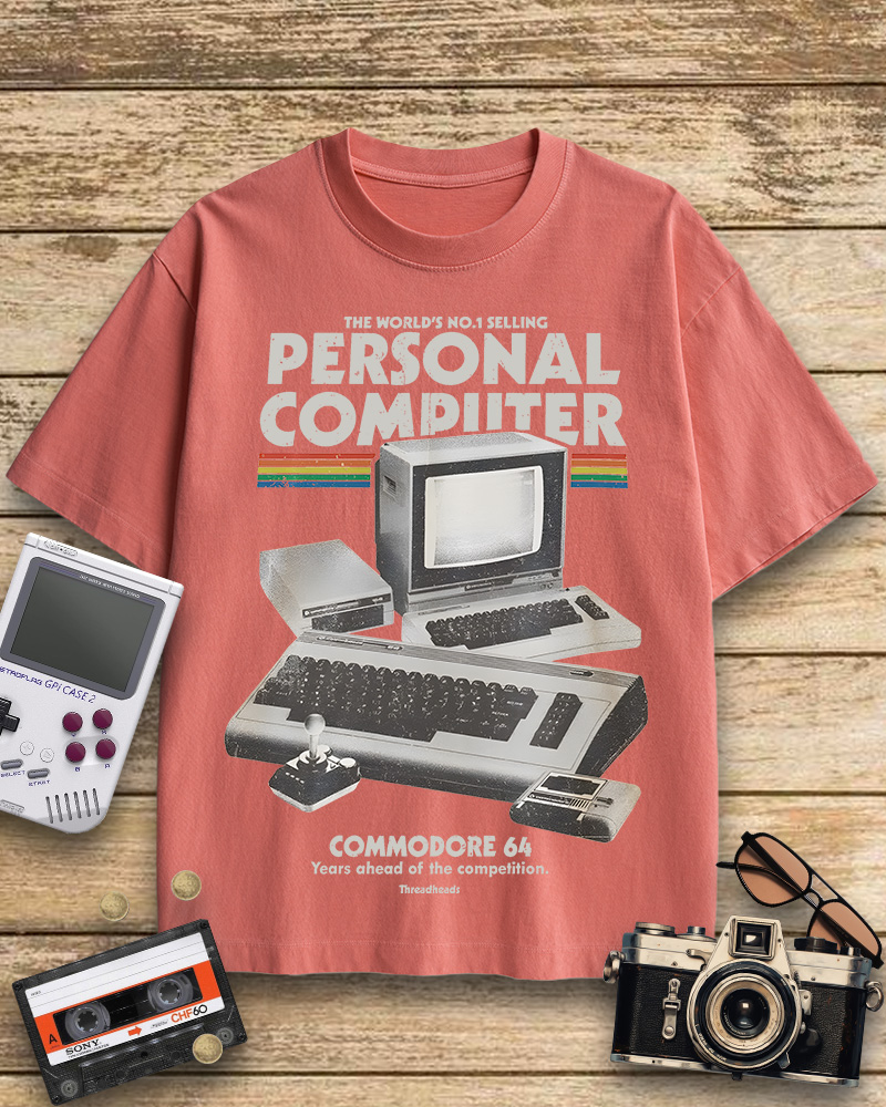 TheRetroTee Commodore 64 1980s Cotton T-Shirt