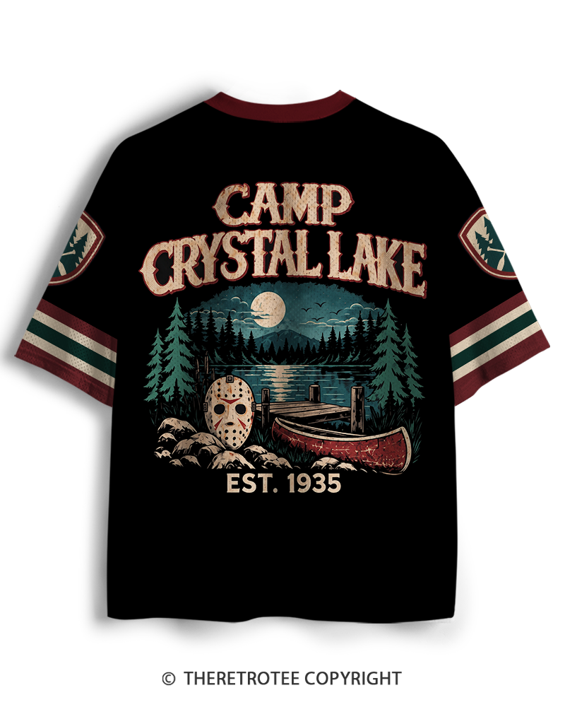 TheRetroTee Midnight Lake Camp 1980s Halloween Mesh Jersey