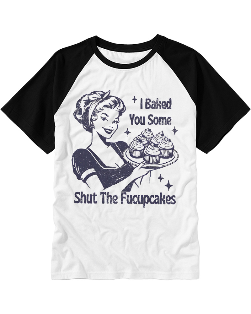 TheRetroTee 50s Shut The Fucupcakes Raglan Baseball T-Shirt