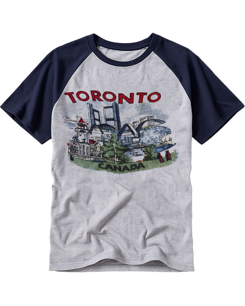 TheRetroTee 1960s Toronto souvenir Raglan Baseball T-Shirt