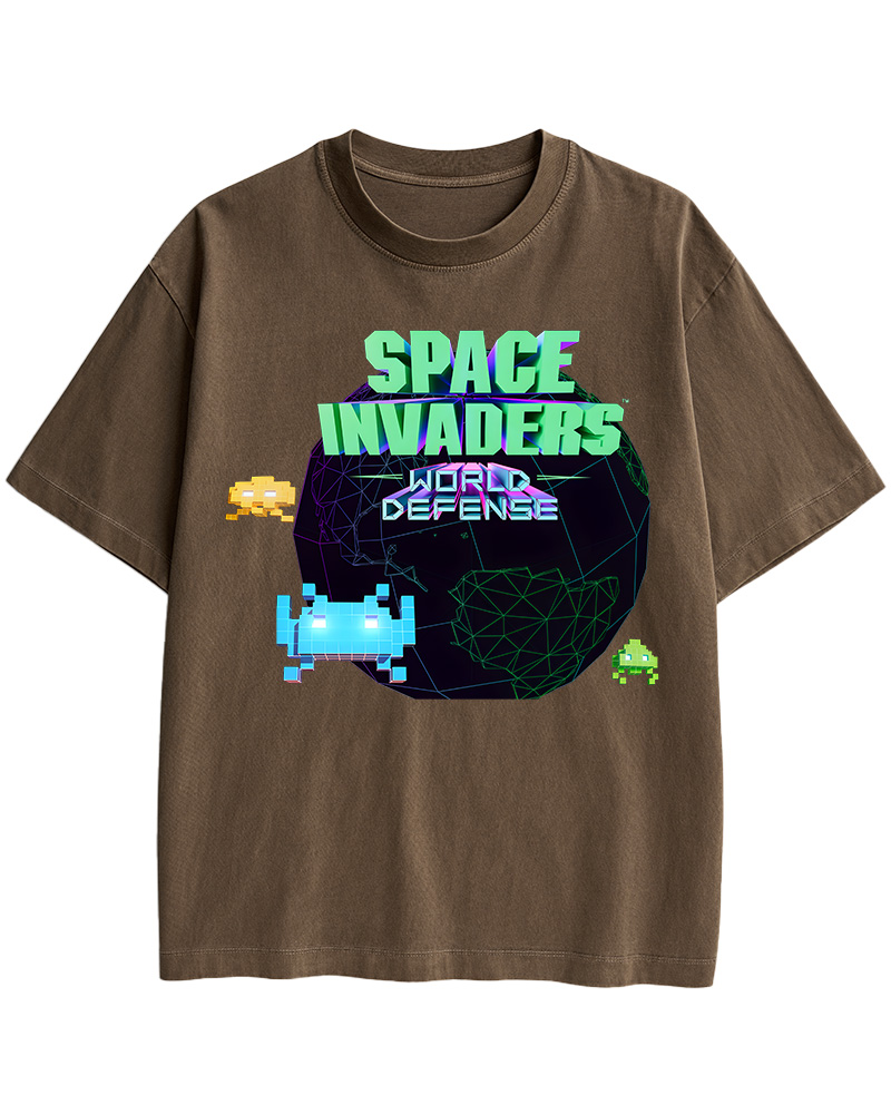 TheRetroTee SPACE INVADERS World Defense 1980s Cotton T-Shirt