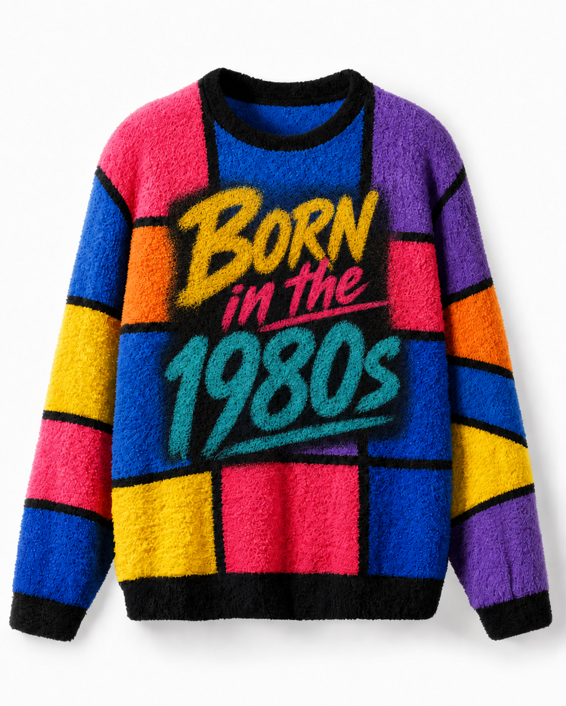 TheRetroTee Born in the 1980s Color Block Sweater